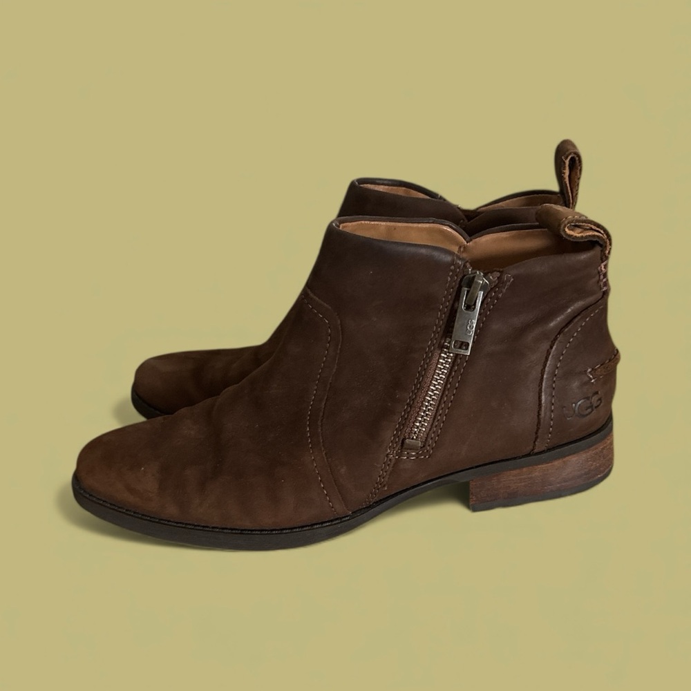 UGG Brown Ankle Boots with Zipper